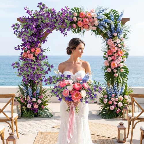 4PCS Bougainvillea Artificial Flowers 37.4" Purple Silk Faux Bougainvillea Long Stem Flowers for Wedding Bouquet Home Party Garden Outdoor Decoration(Purple) - color: Purple