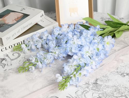 Light Blue Delphinium Artificial Flowers 5PCS Silk Flowers with Stems Snapdragon Long Stem for Tall Vase Home Wedding Centerpieces Decor (Light Blue) - color: Light Blue