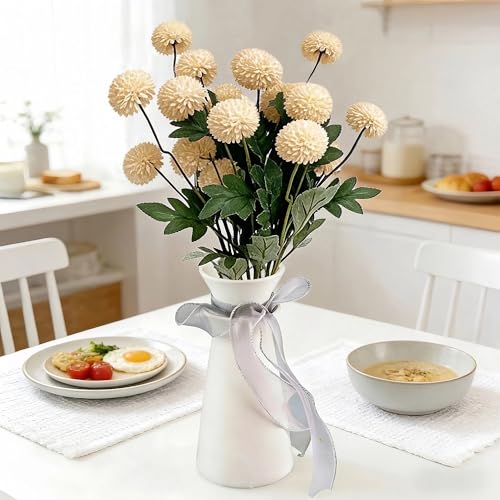 5PCS Cherry Blossom Pink Artificial Flowers Dandelion Ball Floral Stems, 5 Head Real Touch Faux Flowers for Vase Filler Spring Home Decor Easter Decorations Centerpiece Wedding Arrangements - color: 5pcs Cherry Blossom Pink