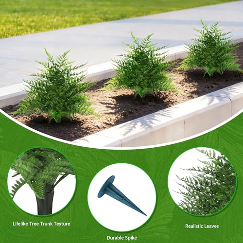 Yangrass Artificial 23" Fern Topiary Ball Trees, 2PCS Fake Fern Bushes Artificial Outdoor Plants with Ground Spikes, UV Resistant Lifelike Faux Greenery Shurbs for Home Garden Patio Porch Decor - color: Fern