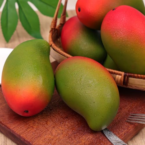 Gresorth 4pcs High-Grade Fake Green Mango Artificial Fruits Simulation Home Party Table Cabinet Decoration Photography Props - color: Green