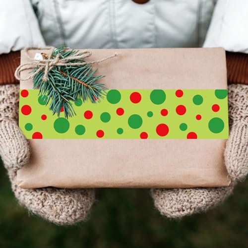 Whaline Christmas Packing Tape 100 Yard Sticky Green Red Dot Gift Wrapping Tape for DIY Crafts Small Business Sealing Boxes Mail Boxes Supplies - style: Christmas