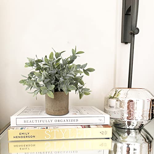 Briful 3 Pack Mini Faux Potted Plant Artificial Eucalyptus Plant Fake Topiaries Plant for Home Table Office Room Desk Bathroom Shelf Kitchen Rustic Farmhouse Mantel Decor - color: Green#8