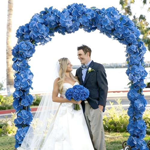 Jahe 4 Pcs Hydrangea Artificial Flowers, 20'' Tall Large Bloom Faux Hydrangea Flowers,Real Touch Fake Flowers, Bouquet Home Wedding Decor, DIY Floral Arrangement, Dark Blue - color: Blue