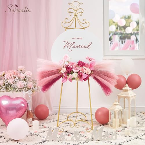 Serwalin Hot Pink & Blush & Pink Pampas Grass Decor, 17.7 Inch 6pcs Faux Pampas, Artificial Pampas Grass for Wedding Table Centerpieces Decoration - color: A Abby Hot Pink & Blush & Pink, size: 17 Inch 6 Pcs