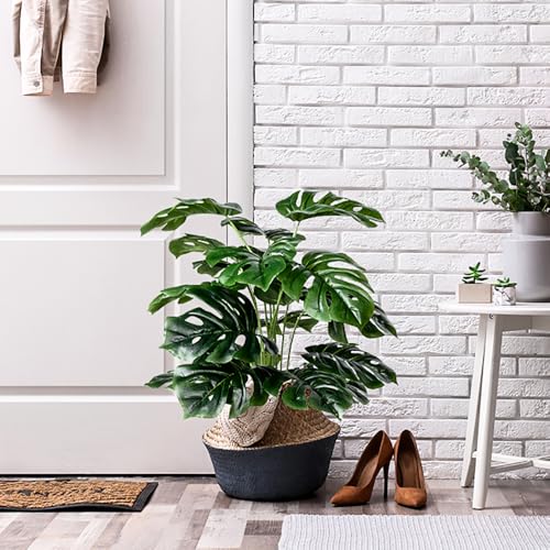 DVGUN 2Pack Artificial Palm Plants Leaves Faux Turtle Leaf Fake Monstera Tropical Large Palm Tree Leaves Outdoor UV Imitation Leaf Artificial Plants (2)