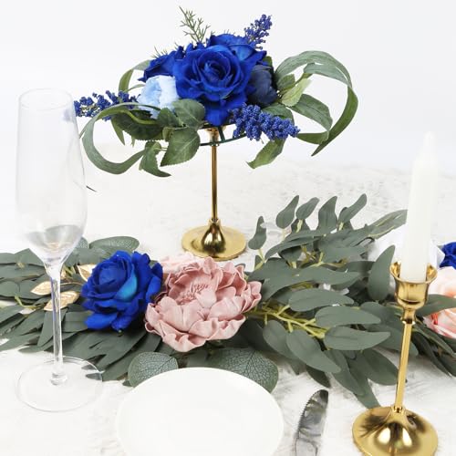 Blue Roses Artificial Flowers 16pcs Royal Blue Flowers Artificial Roses with Stems 3.15" Fake Roses for Bridal Bouquet Wedding Flowers for Floral Centerpieces - color: 3.15" Blue