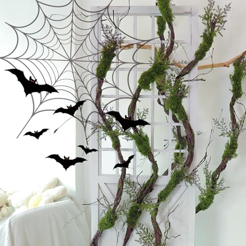1Pcs 78.9inch Large Bendable Artificial Craft Moss Garland Faux Tall Tree Trunk Branches Grape Vines for Halloween Haunted Mansion Wedding Arch Room Outdoor Mantel Wall Hanging Forest Greenery Decor
