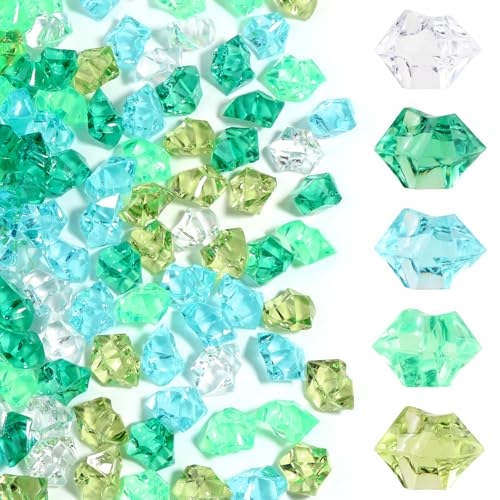 500 Pcs Fake Ice,11 * 14mm,Green Series Acrylic Gems Vase Filler,Plastic Diamonds for Table Decoration DIY Craft Aquarium Display Party Centerpieces. - color: Green Series, size: 11MMx14MM