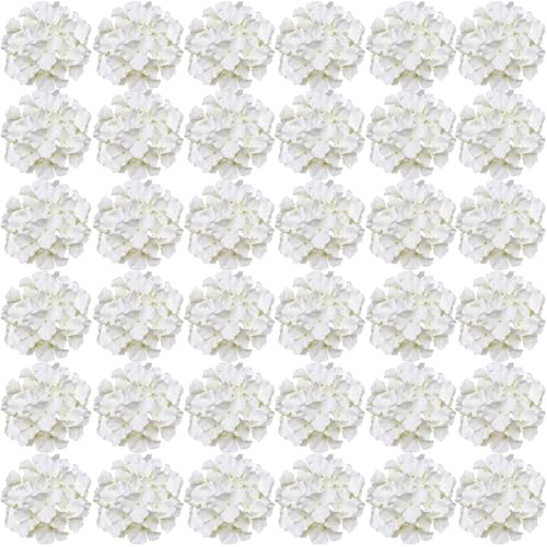 FagusHome Silk Hydrangea Heads 36 Pcs Artificial Flowers Heads and 3 Dozens Stems Fake Hydrangea Flowers with Stems for Home Wedding Decor (Creamy White) - color: Creamy White
