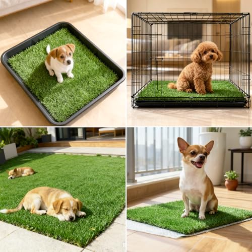 Grass Pee Pads for Dogs, 2-Pack 14 x 18 Inch Artificial Grass Replacement Mats, Reusable Fast-Drain Dog Potty Turf for 16 x 20 Inch Trays, Indoor Puppy Potty Training - size: 2PCS | 14x18