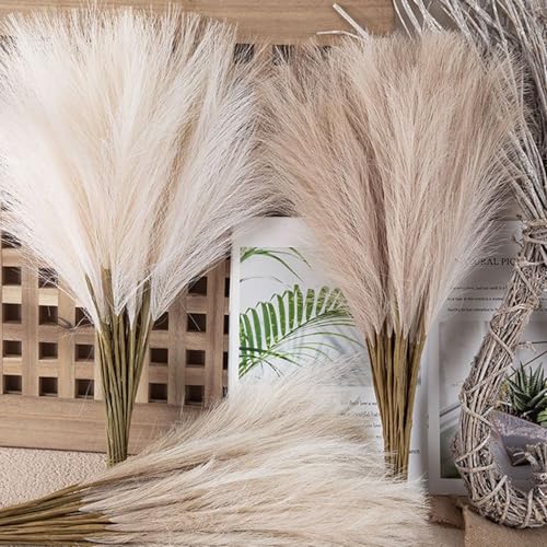 5Pcs Pampas Grass, Faux Pampas Grass Decor Tall 18"/45CM Artificial Pompous Grass Small Fake Pompas Vase Filler, Artificial Pampas Grass