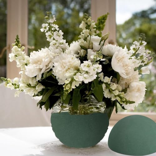 STEFORD 4 PCS Round Floral Foam Blocks Half Balls, Wet & Dry Green Flower Foam for Fresh and Artificial Flower Arrangements (7.5 x 3.7 Inches) - size: 7.5 x 3.7 Inch