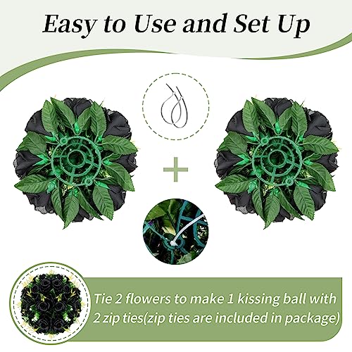 BLOSMON Flower Balls Wedding Rose Centerpieces 10 Pcs Black Fake Flowers Kissing Balls Decor Artificial Floral Arrangements Flower Bouquet of Roses Home Party Room Table DIY Decorations - color: Black