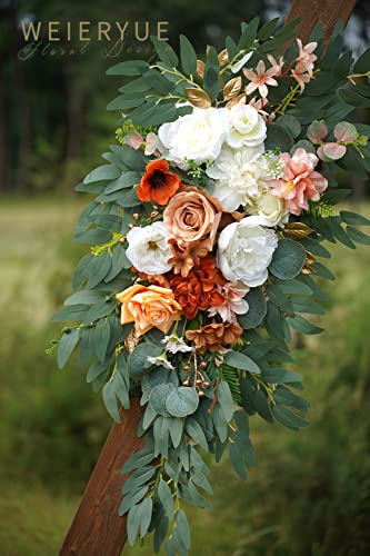 Artificial Wedding Arch Flowers Kit(Pack of 2) for Wedding Arch, Bridal Shower, Ceremony and Reception Backdrop Decoration (Caramel & White) - color: Caramel & White