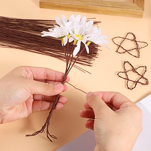 200 Pcs Floral Wire 26 Gauge Crafts Wire Florist Flower Wire Stems Brown Floral Wire for Crafts Bouquet Stem Wreath Making Flower Arrangement Supplies (Brown,14 Inch) - color: Brown