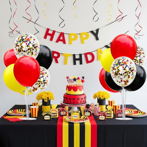 TONIFUL Mouse Birthday Table Decorations Red Yellow Black Table Centerpiece Balloons Stand Holder Kit for Mouse Theme Favor Baby Shower Kids Party Supplies - color: Black Red Yellow