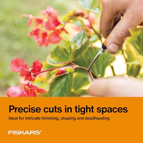 Fiskars Curved Micro-Tip Pruning Snips - 6" Garden Shears with Sheath and SoftGrip Handle - Yard and Garden Tools - Orange/Black - style: Curved Snips