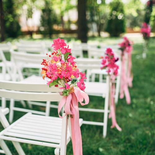 8 PCS Silk Bougainvillea Artificial Flowers，UV Resistant, 36 Branches, Long Stems Faux Flower, Realistic Fake Bougainvillea Vines, for Wedding Porch Home Party Garden DIY Decor - 38 inch (Pink) - color: 38inch Pink, size: 8 Pcs