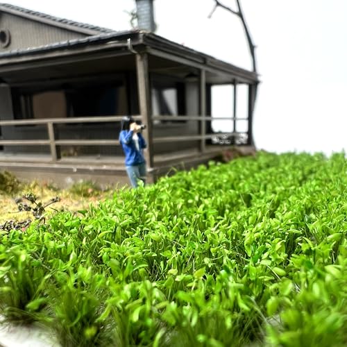 120 Pcs 8-Color Miniature Tea Garden Grass Tufts - Static Artificial Grass Plants for Diorama, Model Railway, Train Scene Decoration, Ages 14+ (0.8cm)(Spring Green) - color: Spring Green
