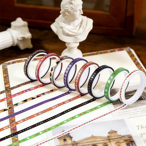26 Rolls Skinny Washi Tape Set Gold Foil Decorative Tapes for DIY Art Craft Scrapbook Bullet Journals Planners Party Decor Gifts Wrapping, Slim 3mm/5mm - color: V