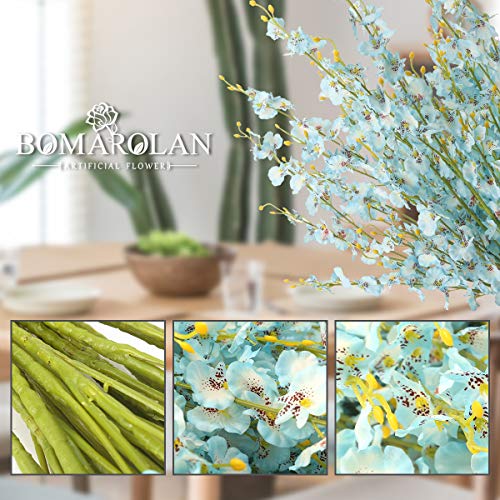BOMAROLAN Artificial Orchid Silk Fake Flowers Faux Dancing Lady Orchids Stems Flower 10 Pcs Real Touch for Wedding Home Office Party Hotel Yard Decoration Restaurant Patio Festive Furnishing(Blue) - color: Blue