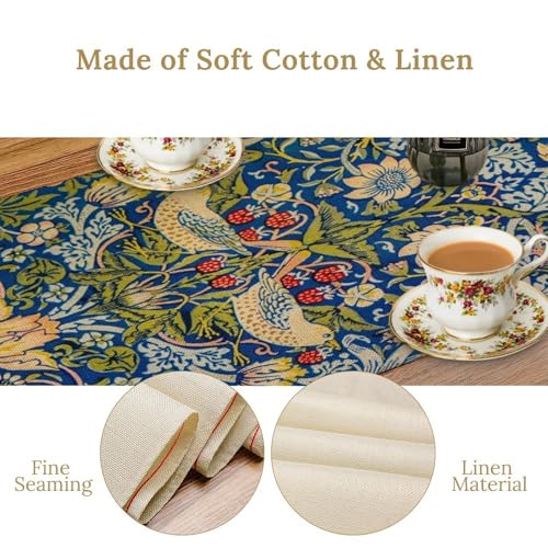 William Morris Table Runner for Table Decor, Art Vintage Botanical Flower Rustic Plant Floral Printed for Kitchen Dining Room Living Room Farmhouse Party Holiday Decorate 13" x 36" - color: William Morris_16, size: 13"W x 36"L (Pack of 1)