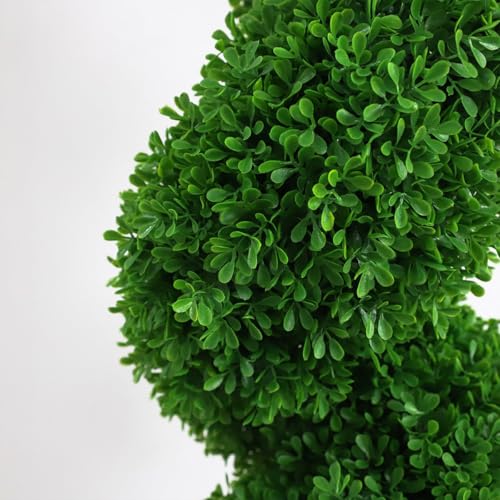 momoplant 35 Inch-3FT Artificial Boxwood Topiary Tree Spiral Plants Spiral Tree Fake Faux Plant Decor in Plastic Pot Green Indoor or Outdoor, Set of 2 (43in) - size: 43in