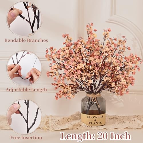 Yastouay Fake Fall Flowers Thanksgiving Table Decor, 15Pcs Fall Beige Brown Artificial Flowers for Decorations, Babys Breath Artificial Flowers Bulk for Thanksgiving Fall Decor Floral Arrangement - color: Beige Brown, size: 15 Pcs
