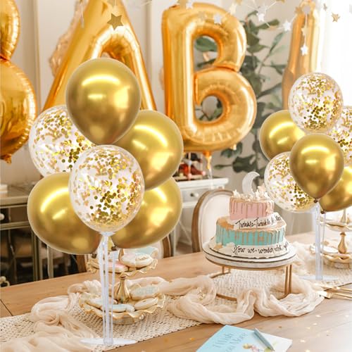 TONIFUL 4 Set Gold Balloon Centerpieces for Tables,Gold Birthday Party Decorations,Table Centerpieces for 50th Birthday Anniversary Graduation Decorations 2026 New Year Prom Retirement Wedding - color: Gold