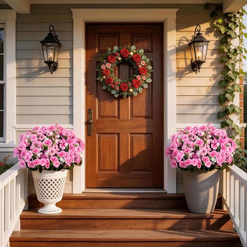 Olatay 12 Bundles Mixed Color Artificial Flowers for Outdoor, Artificial Geraniums Flowers for Outdoor, UV-Resistant Fake Geraniums for Porch, Balcony, Garden, Indoor Decoration (Light Purple) - color: Light Purple