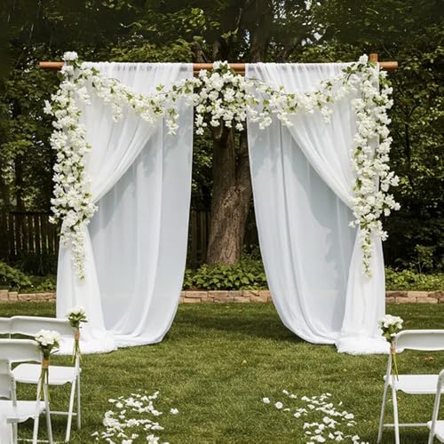 YRIOWMI 10PCS 59FT Artificial Silk Cherry Blossom Garland, Hanging Sakura Flower Vines for Wedding Party Home Arch Office Sakura Decor (White) - color: White