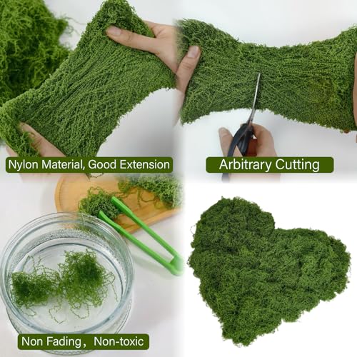 Fake Moss for Potted Plants, 10.6OZ Dark Green Artificial Moss for Crafts Faux Moss Decoration DIY Crafts Model, Table Centerpieces, Plants Art Landscape, Dollhouse, Fairy Garden-300g - color: Dark Green, size: 10.6oz