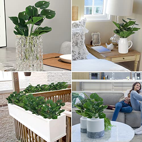 RECUTMS 6 Bundles Fake Plants Artificial Tropical Palm Leaves Tree Faux Monstera Shrubs Green Plant Turtle Leaf Stems UV Resistant Greenery Indoor Outdoor Home Garden Office Bouquet Filler Decor - color: Palm Plants Tree 6pcs 14 Inch