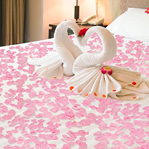 Ouddy Decor 5000 Pcs Rose Petals Artificial Flower for Valentine's Wedding Decor Romantic Night Event Anniversary Shower Engagement Party Home Decorations, Pink - color: Pink