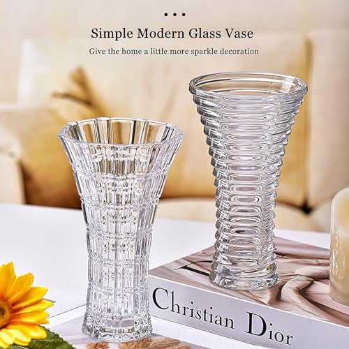 Clear Crystal Glass Flower Vase - color: Crystal-2