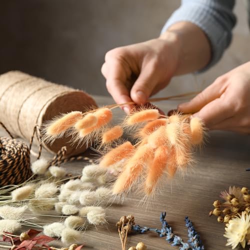 PATIKIL 15.7in Bunny Tails Dried Flowers, 80pcs Pampas Grass Decor Rabbit Tail Natural Pampas Grass Bulk Fluffy Faux Pampas Grass Dried for Home Boho Decor Vase Wedding Table, Light Blue - color: Light Blue