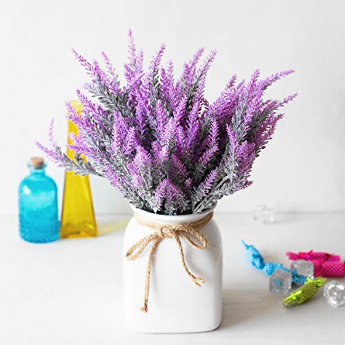 Fuchsia 4pcs Artificial Flowers Flocked Plastic Lavender Bundle Fake Plants Wedding Bridle Bouquet Indoor Outdoor Home Kitchen Office Table Centerpieces Arrangements Christmas Decor - color: Lavender/Fuchsia/4pcs