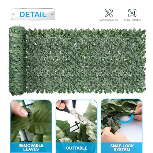 Patio Paradise 39"x117"-1Pc Faux Ivy Fence Privacy Screen Artificial Greenery Wall Backdrop,Fake Grass Wall Panels for Outside Apartment Balcony,Vine Leaf Decor for Outdoor Patio Chain Link - color: Faux Laurel Leaves with Backing, size: 39" x 117"