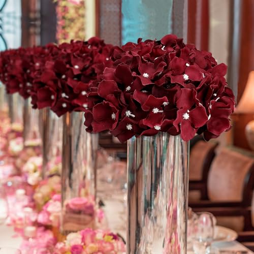11.81 Inch Hydrangea Flower Balls for Centerpieces - 12 PCS Artificial Floral Arrangement Large Fake Silk Kissing Ball for Wedding Table Home Party Decor - Burgundy - color: Burgundy-11.81 Inch-12 Pcs, size: Large Size