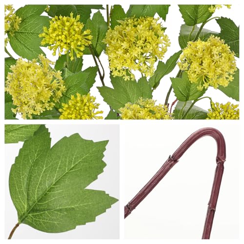 Faux Hydrangea Flowers 24" Yellow Artificial Hydrangea Spray with 3 Flower Heads, 5 Per Bag.Faux Hydrangeas Plastic Flowers Fake Hydrangeas for Indoor Outdoor Wedding Table Centerpieces Decor - color: Yellow #5