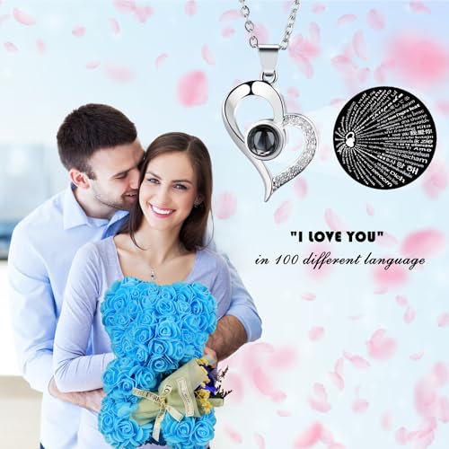 Mother's Day Rose Bear Gifts for Mom, Rose Flower Bear Romantic Birthday Gifts for Girlfriend Wife,Rose Teddy Bear Women Gifts, Valentines Bear with Rose Bouquet - color: Blue Rose