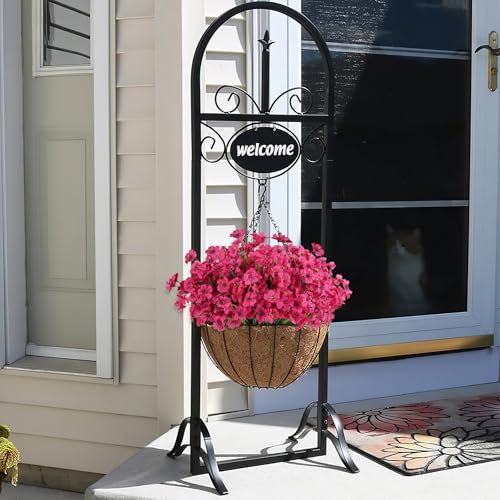 24 Bundles Artificial Flowers for Outdoors, Realistic Fake Silk Flowers for Outside Decoration, No Fade Faux Plants Outdoor Planter Window Box Porch Patio Decor(Rosy red) - color: Rosy Red, size: 24PCS