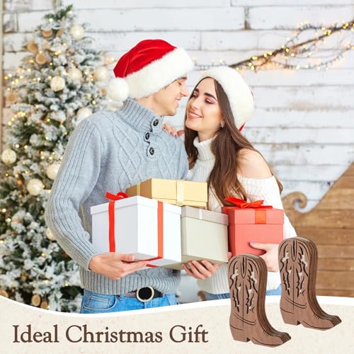 LemonRoad Wooden Cowboy Boot Vases for Wedding 6 x 4'' Small Cowboy Boot Flower Vase for Flower Faux Greenery Rustic Western Decor for Table Centerpiece Weddings Party(Classic,Brown,6 Pcs) - color: Brown, size: Classic