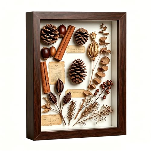 8x10 Shadow Box - Walnut Color Wooden Deep Picture Frame with Shatter-Resistant Panel for Wall Decor | 3D Display Case for Military Medals,Flowers,Photos and Crafts | Easy to Open & Ready to Hang Gift - color: Walnut Color, size: 1Pcs 8X10in