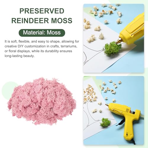 MECCANIXITY 3oz Preserved Reindeer Moss, Pink Decorative Artificial Fake Moss for Potted Plants Indoor Crafts Lichen Centerpieces Decor - color: Pink, size: 3oz