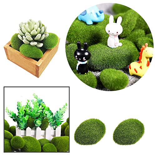 Woohome 50 PCS Artificial Moss Rocks Decorative Set, Fake Moss Rocks, DIY Mushroom and Simulation Ladybug, Fake Moss Decor for Floral Arrangements, Fairy Gardens and Crafting - color: 50pcs