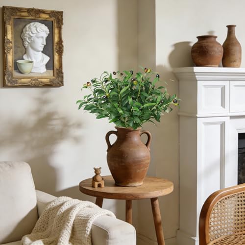 Faux Olive Branches, 18''Artificial Olive Stems,Perfect Greenery for Vase,Greenery for Centerpieces,Coffee Table,Home Decoration for Dining Room & Living Room,6pcs