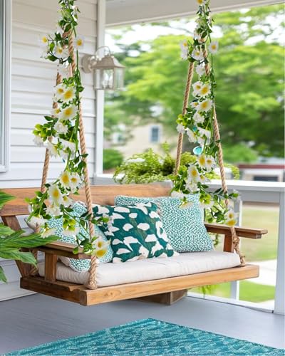 Fake Vines for Room Decor 6.6FT Artificial Flower Garland Spring Summer Hanging Ivy with White Daisy Flowers Green Leaves for Wall Party Wedding Arch Floral Decor Home Ceremony - color: White