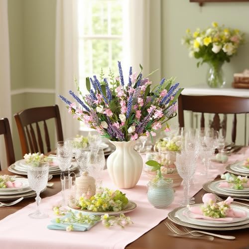 Idyllic 6 Pcs Lavender Vine Set – Artificial Lavender Stems for Spring Decor Floral Wreaths Wedding Home Decoration - size: 20 Inch